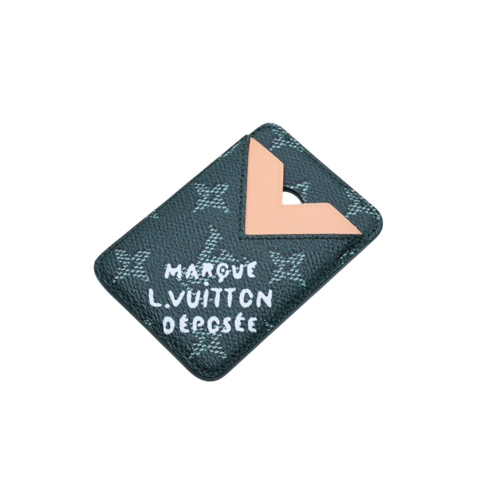 極美品 LOUIS VUITTON ルイヴィトン ポルト カルト マグネット カードケース M26949 モノグラム ヘリテージ グリーン 中古 4a002551