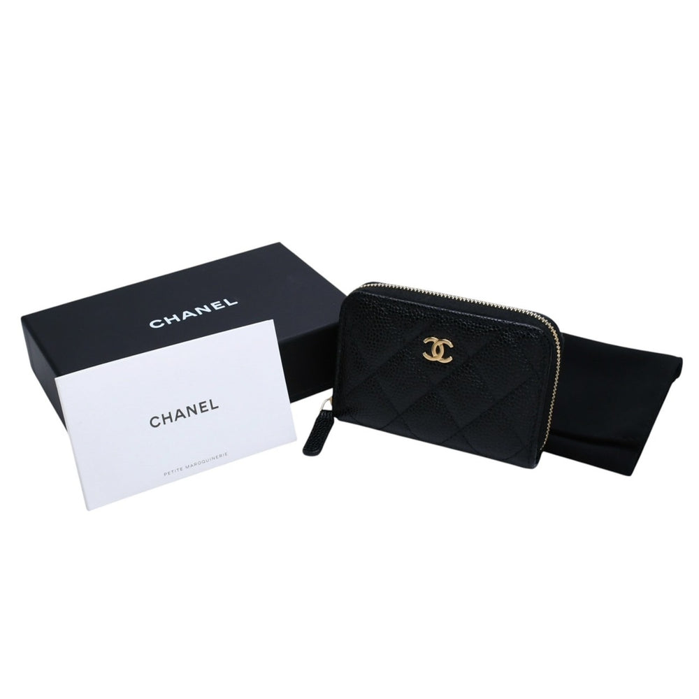 極美品 CHANEL シャネル クラシックジップコインパース 小銭入れ AP0216 ランダム番台 ココマーク キャビアスキン ブラック 中古 4a002546