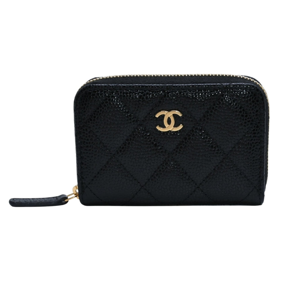 極美品 CHANEL シャネル クラシックジップコインパース 小銭入れ AP0216 ランダム番台 ココマーク キャビアスキン ブラック 中古 4a002546