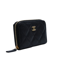 画像をギャラリービューアに読み込む, 極美品 CHANEL シャネル クラシックジップコインパース 小銭入れ AP0216 ランダム番台 ココマーク キャビアスキン ブラック 中古 4a002546