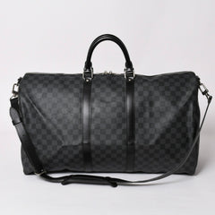 Very Good LOUIS VUITTON Keepall Bandouliere 55 Boston Bag Damier Graphite Black N41413 Used 4a002792
