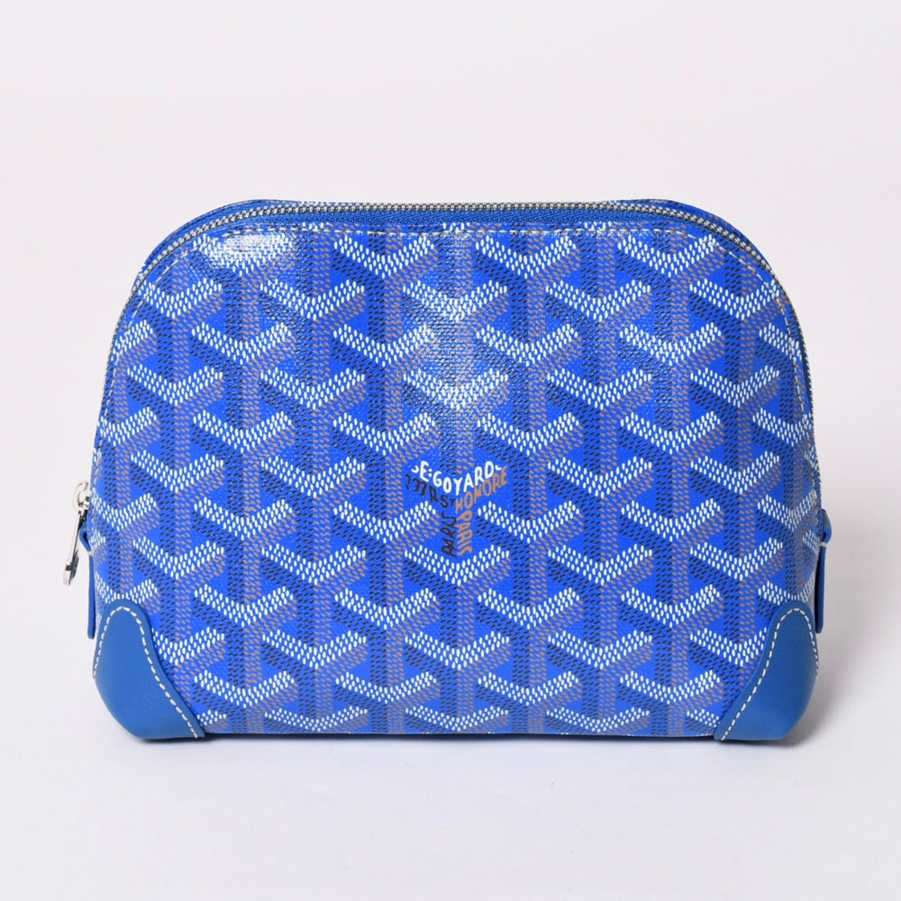 新品同様 GOYARD ゴヤール ポーチ ヴァンドーム コスメティックポーチ ブルー シルバー金具 中古 4a002784