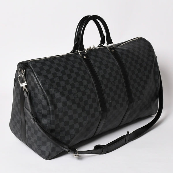 Very Good LOUIS VUITTON Keepall Bandouliere 55 Boston Bag Damier Graphite Black N41413 Used 4a002792