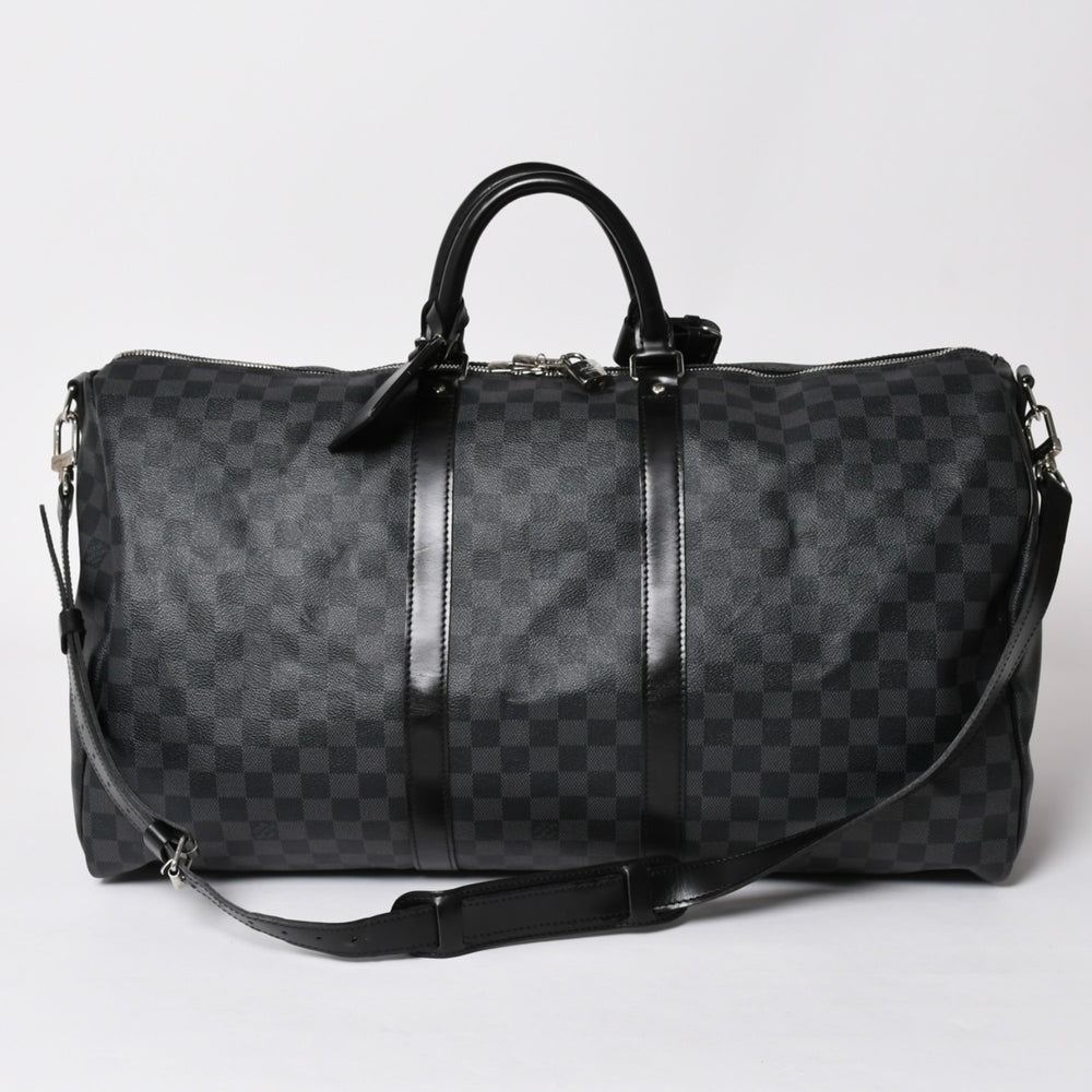 極美品 ルイヴィトン LOUIS VUITTON キーポル バンドリエール 55 ボストンバッグ ダミエ グラフィット ブラック N41413 中古 4a002793