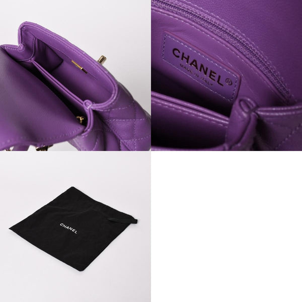 新品未使用 CHANEL シャネル マトラッセ ココ トップハンドル ミニ XS ハンドバッグ チェーンショルダー バッグ A92990 パープル 中古 4a002785