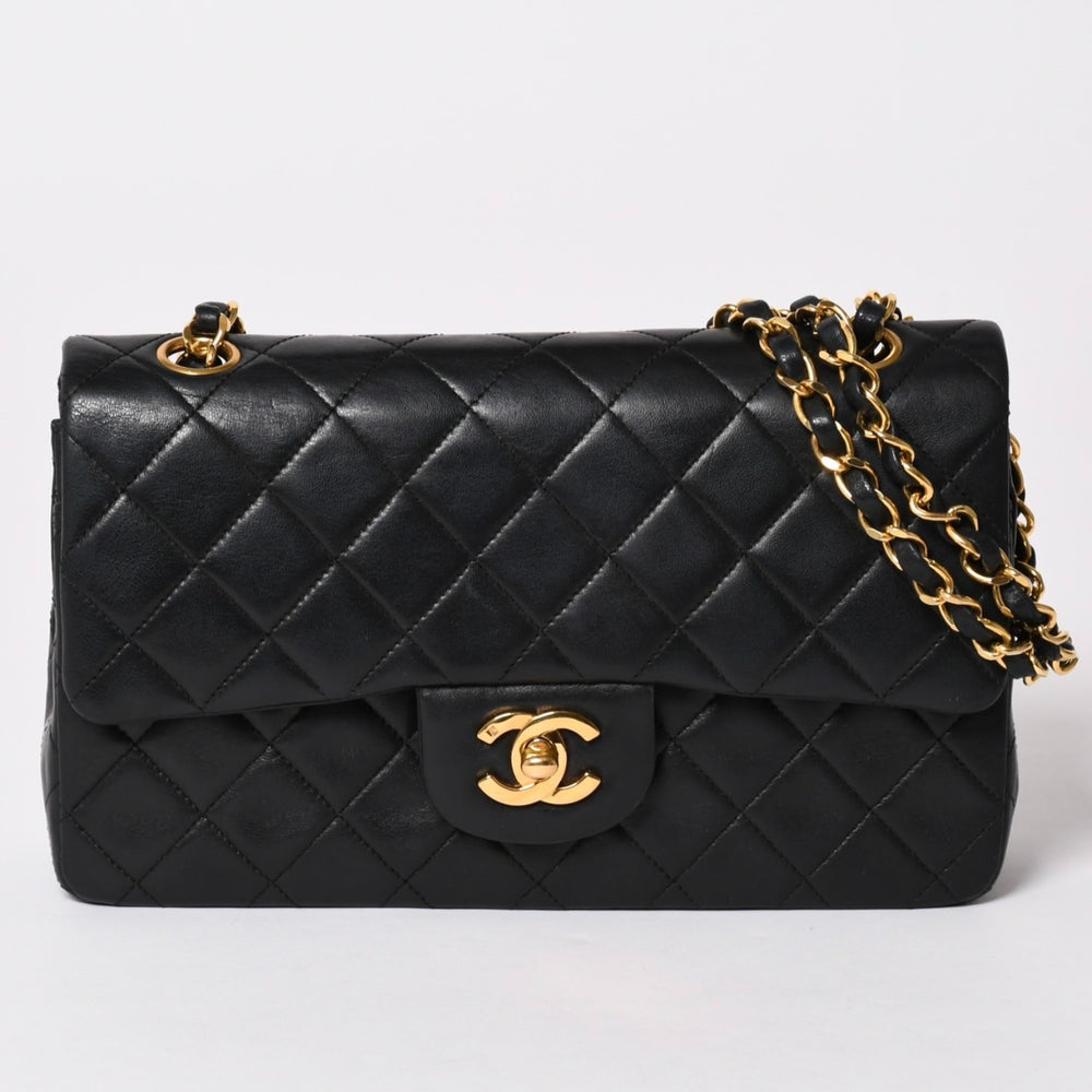 CHANEL Matelasse 23 W Flap W Chain Shoulder Bag A2500 No. 1 Coco Mark Lambskin Black Good Condition Used 4a002509