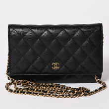 Load image into Gallery viewer, 新品未使用 CHANEL シャネル チェーンウォレット 長財布 AP0250 ランダム ココマーク キャビアスキン ブラック ゴールド金具 中古 4a002015