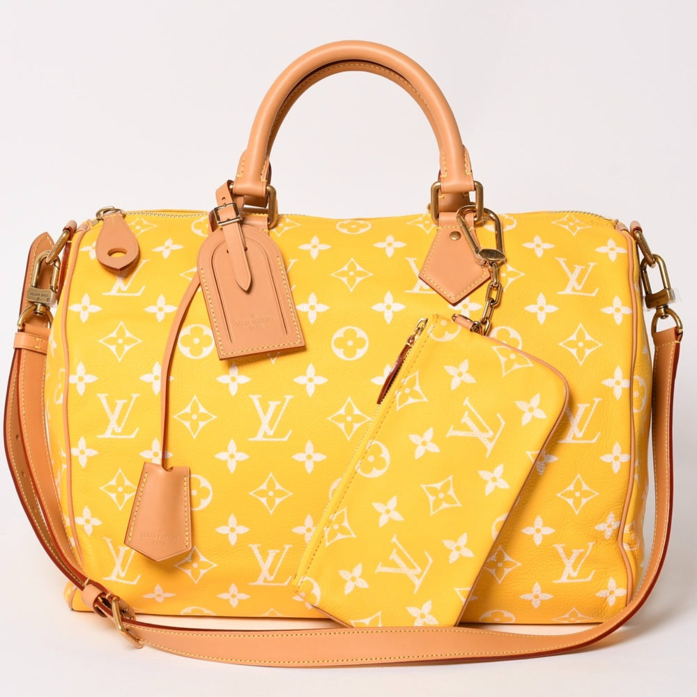 新品同様 LOUIS VUITTON ルイヴィトン スピーディ P9 バンドリエール40 M24419 2WAY ボストンバッグ イエロー ゴールド金具 中古 4a002789