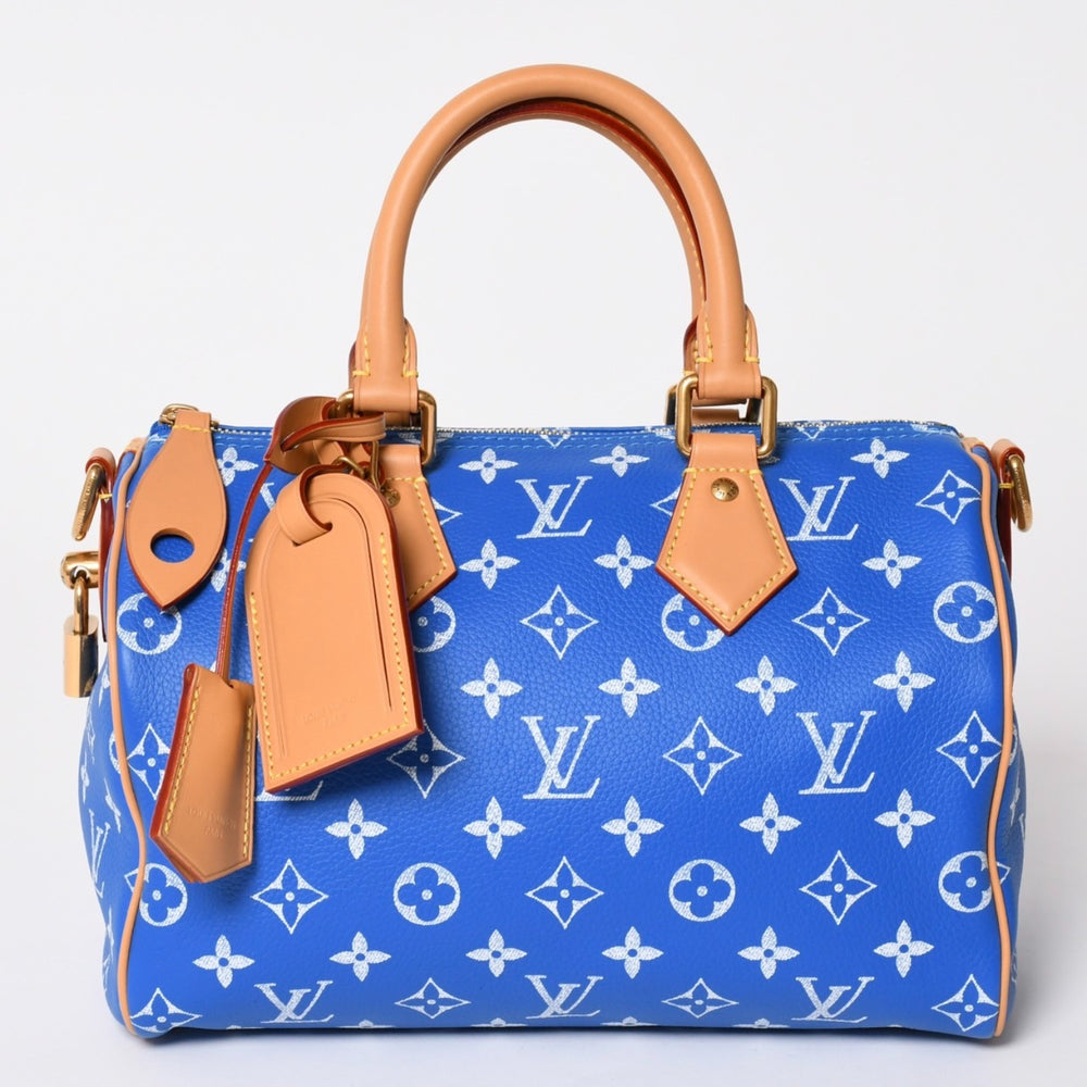 新品同様 LOUIS VUITTON ルイヴィトン スピーディ P9 バンドリエール 25 ボストンバッグ M24424 ブルー ホワイト 中古 4a002787