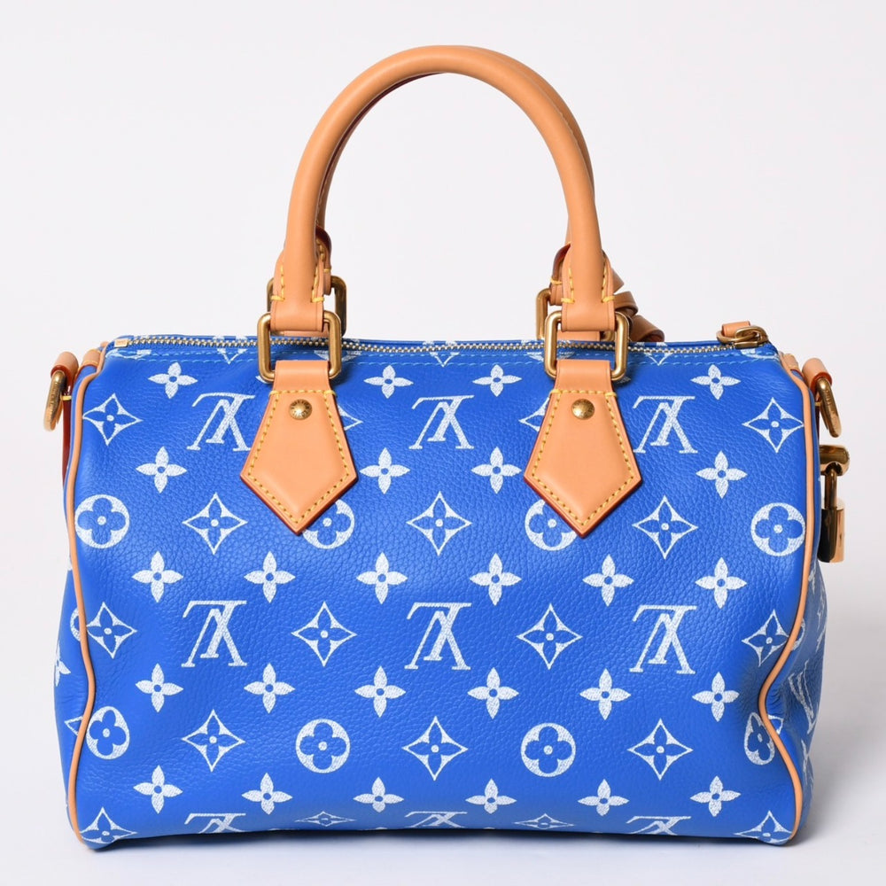 新品同様 LOUIS VUITTON ルイヴィトン スピーディ P9 バンドリエール 25 ボストンバッグ M24424 ブルー ホワイト 中古 4a002787
