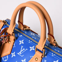 画像をギャラリービューアに読み込む, 新品同様 LOUIS VUITTON ルイヴィトン スピーディ P9 バンドリエール 25 ボストンバッグ M24424 ブルー ホワイト 中古 4a002787