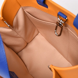新品未使用 LOUIS VUITTON ルイヴィトン ショッパートート MINI カウハイドレザー サフランイエロー ブルー ショルダーバッグ RFID M15237 中古 4a002802