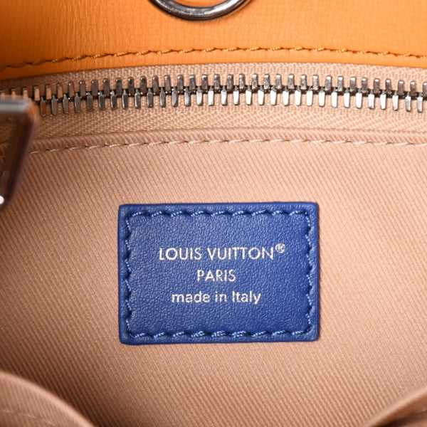 新品未使用 LOUIS VUITTON ルイヴィトン ショッパートート MINI カウハイドレザー サフランイエロー ブルー ショルダーバッグ RFID M15237 中古 4a002802