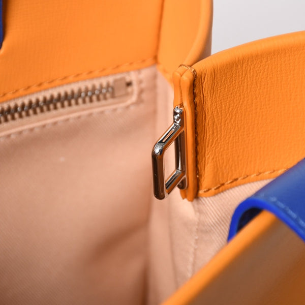 新品未使用 LOUIS VUITTON ルイヴィトン ショッパートート MINI カウハイドレザー サフランイエロー ブルー ショルダーバッグ RFID M15237 中古 4a002802