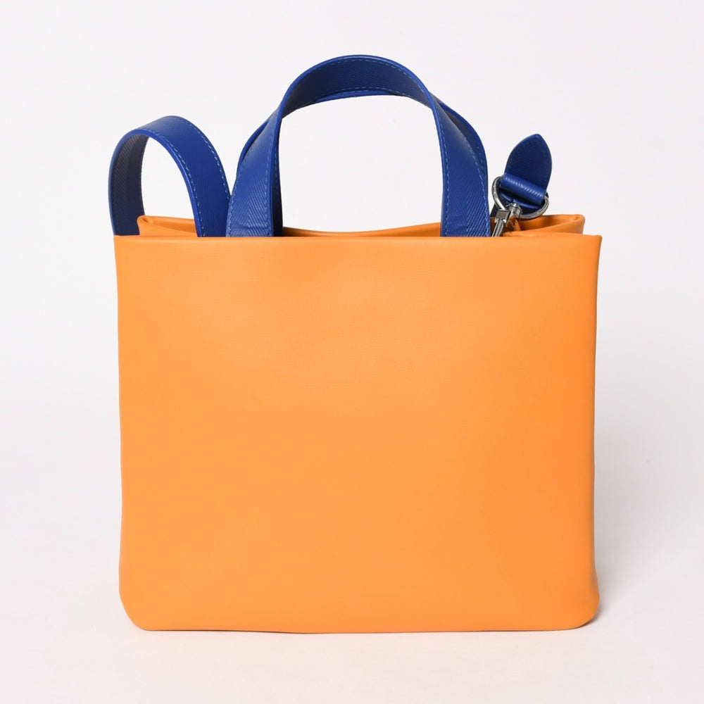 新品未使用 LOUIS VUITTON ルイヴィトン ショッパートート MINI カウハイドレザー サフランイエロー ブルー ショルダーバッグ RFID M15237 中古 4a002802