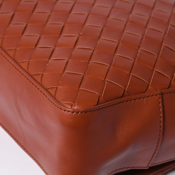 新品未使用品 BOTTEGA VENETA ボッテガヴェネタ イントレチャート メッセンジャーバッグ レザー ブラウン 中古 4a003220