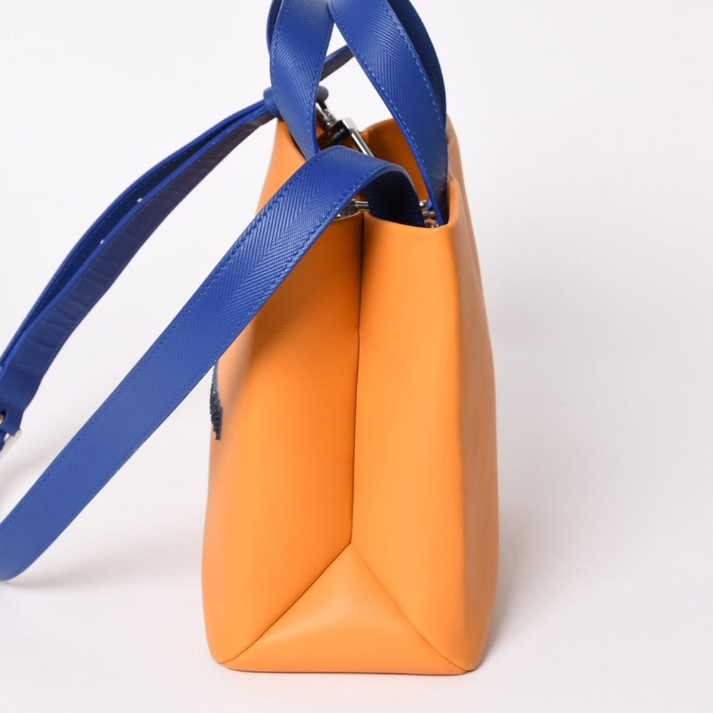 新品未使用 LOUIS VUITTON ルイヴィトン ショッパートート MINI カウハイドレザー サフランイエロー ブルー ショルダーバッグ RFID M15237 中古 4a002802