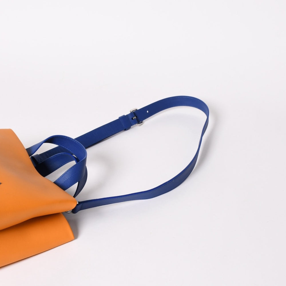 新品未使用 LOUIS VUITTON ルイヴィトン ショッパートート MINI カウハイドレザー サフランイエロー ブルー ショルダーバッグ RFID M15237 中古 4a002802