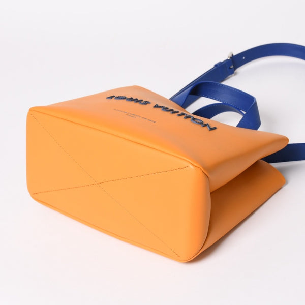 新品未使用 LOUIS VUITTON ルイヴィトン ショッパートート MINI カウハイドレザー サフランイエロー ブルー ショルダーバッグ RFID M15237 中古 4a002802