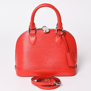 極美品 LOUIS VUITTTON ルイヴィトン アルマBB 2WAY ショルダーバッグ ハンドバッグ エピレザー M41160 レッド シルバー金具 中古 4a002804