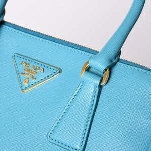 極美品 PRADA プラダ ガレリア スモール 2WAY ショルダーバッグ ブルー ゴールド金具 1BA896 中古 4a003037