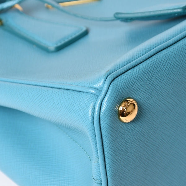 極美品 PRADA プラダ ガレリア スモール 2WAY ショルダーバッグ ブルー ゴールド金具 1BA896 中古 4a003037