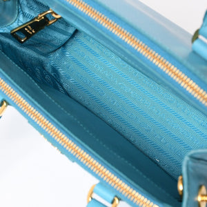 極美品 PRADA プラダ ガレリア スモール 2WAY ショルダーバッグ ブルー ゴールド金具 1BA896 中古 4a003037