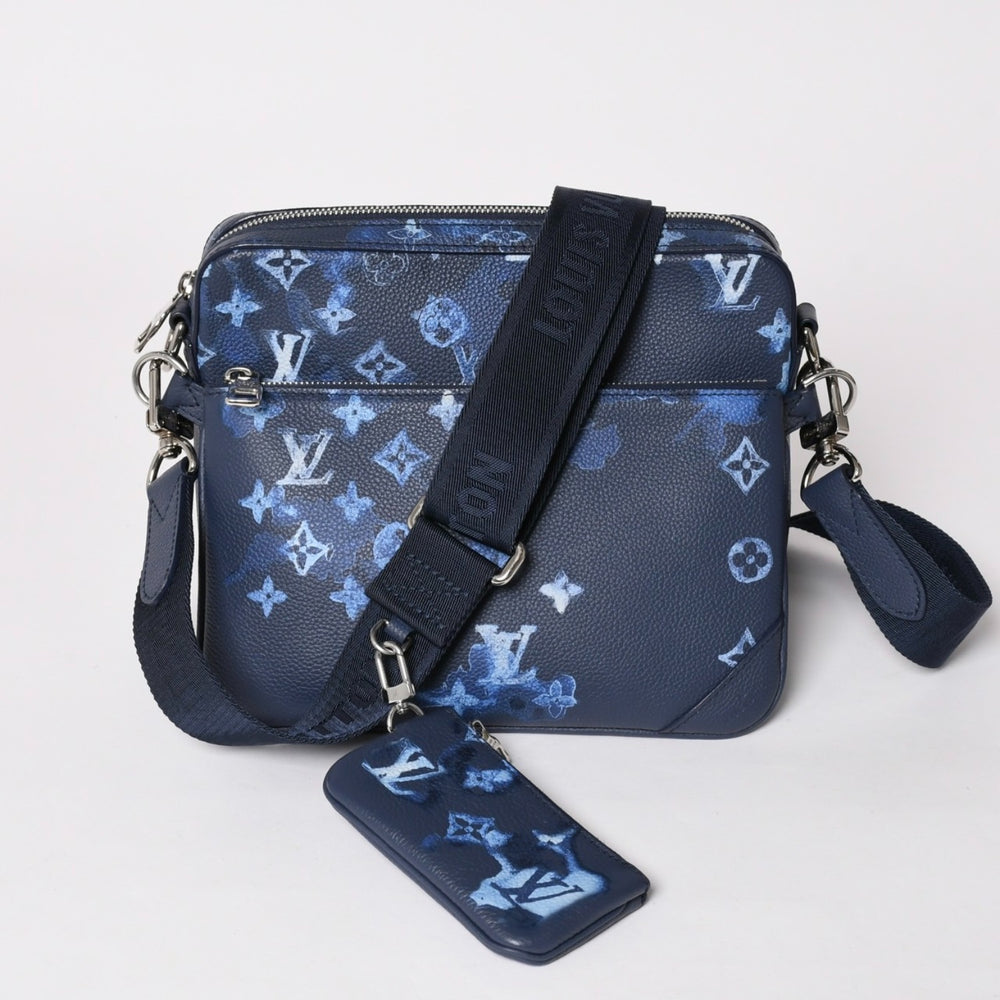Very Good Condition LOUIS VUITTON Monogram Water Color Trio Messenger Shoulder Bag M57840 Blue Used 4a002386