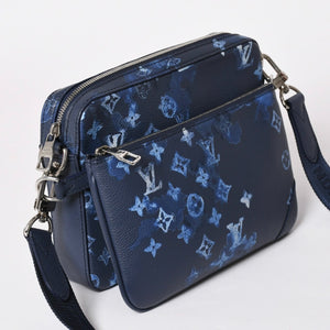 極美品 LOUIS VUITTON ルイヴィトン モノグラム ウォーターカラー トリオ メッセンジャー ショルダーバッグ M57840 ブルー 中古 4a002386