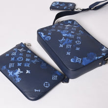 画像をギャラリービューアに読み込む, 極美品 LOUIS VUITTON ルイヴィトン モノグラム ウォーターカラー トリオ メッセンジャー ショルダーバッグ M57840 ブルー 中古 4a002386