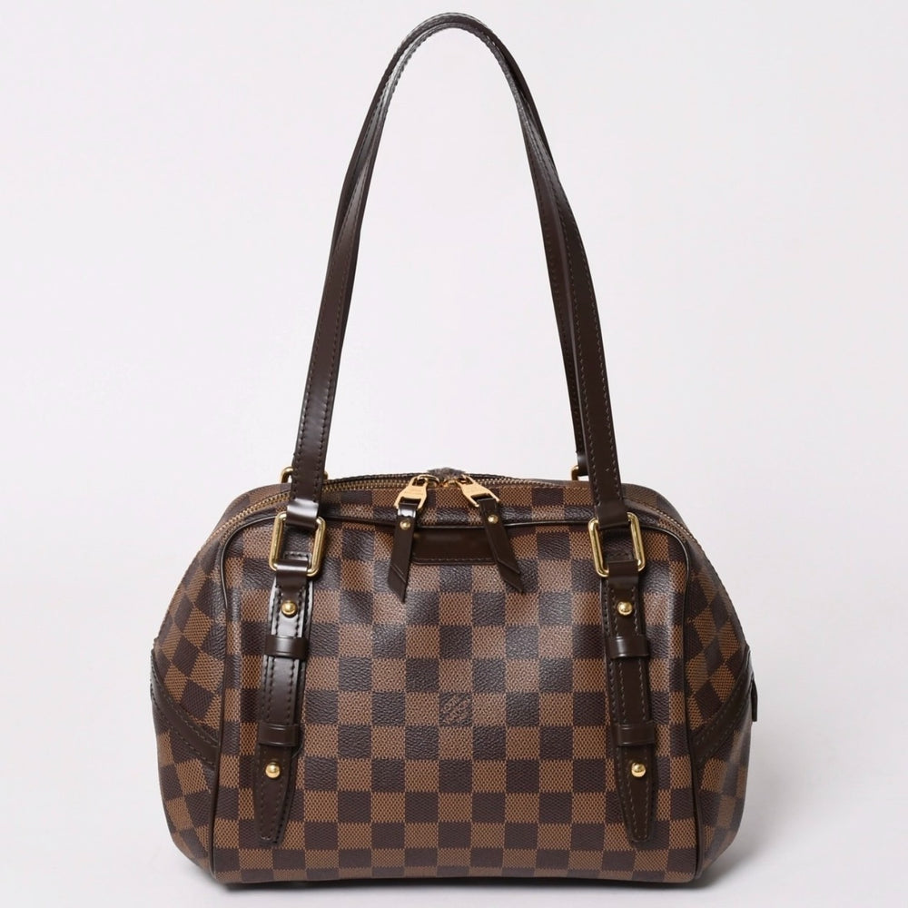 Very good condition LOUIS VUITTON Damier Rivington PM Damier Ebene Out of print Handbag Brown Gold hardware N41157 Used 4a002808