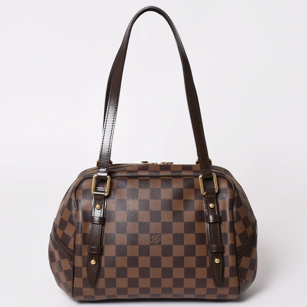 Very good condition LOUIS VUITTON Damier Rivington PM Damier Ebene Out of print Handbag Brown Gold hardware N41157 Used 4a002808
