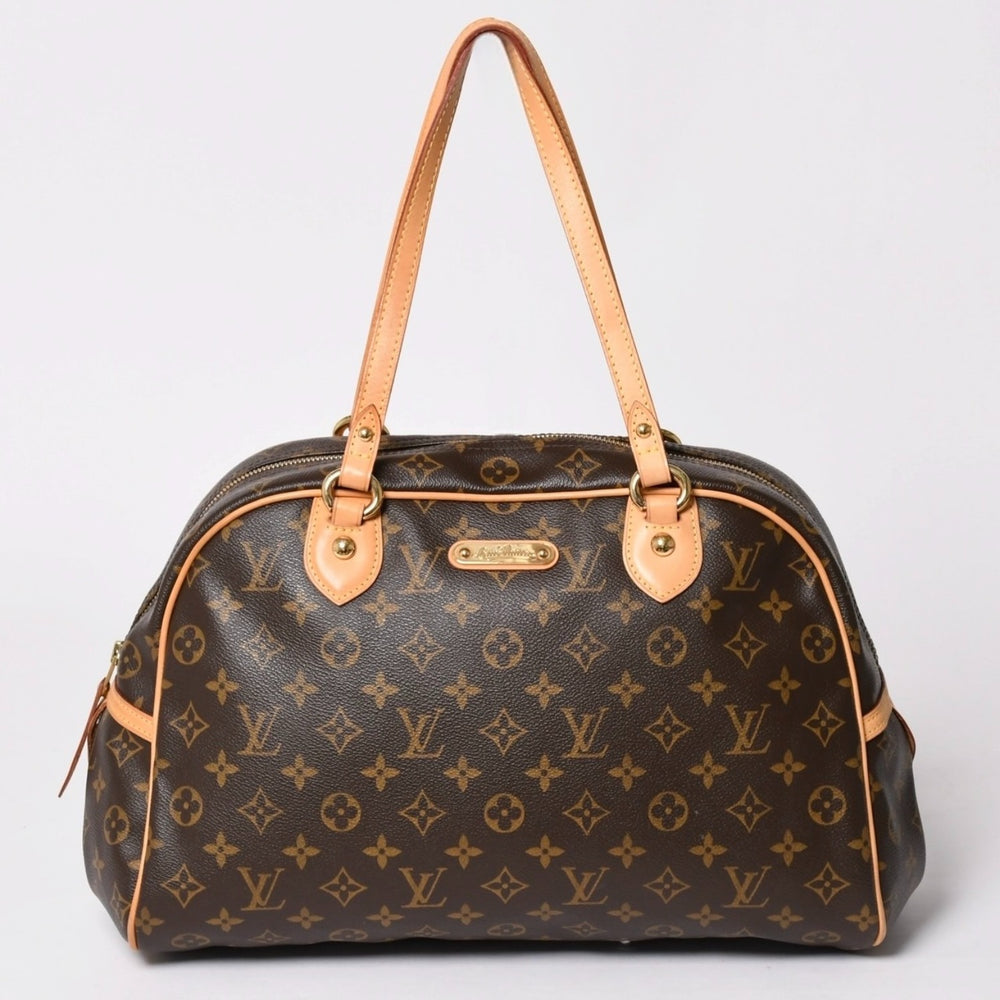 Very Good Condition LOUIS VUITTON Montorgueil GM Shoulder Bag M95566 Brown Monogram Canvas Gold Hardware Used 4a002842