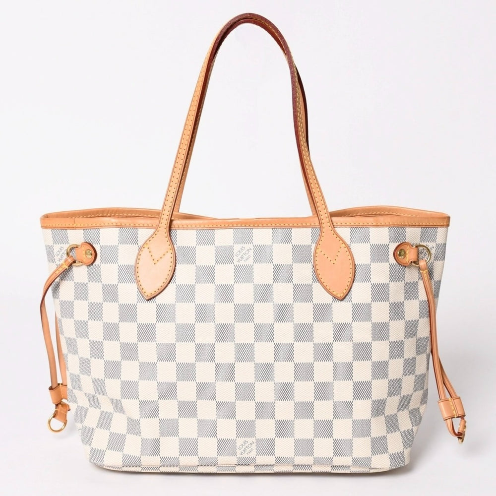 極美品 LOUIS VUITTON ルイヴィトン ハンドバッグ ネヴァーフルPM N51110 ダミエ アズール キャンバス ホワイト 中古 4a002873