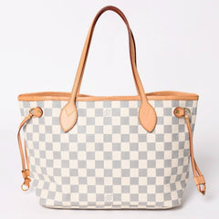 極美品 LOUIS VUITTON ルイヴィトン ハンドバッグ ネヴァーフルPM N51110 ダミエ アズール キャンバス ホワイト 中古 4a002873