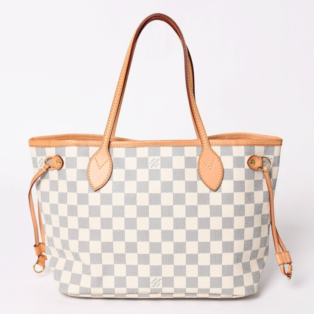 極美品 LOUIS VUITTON ルイヴィトン ハンドバッグ ネヴァーフルPM N51110 ダミエ アズール キャンバス ホワイト 中古 4a002873
