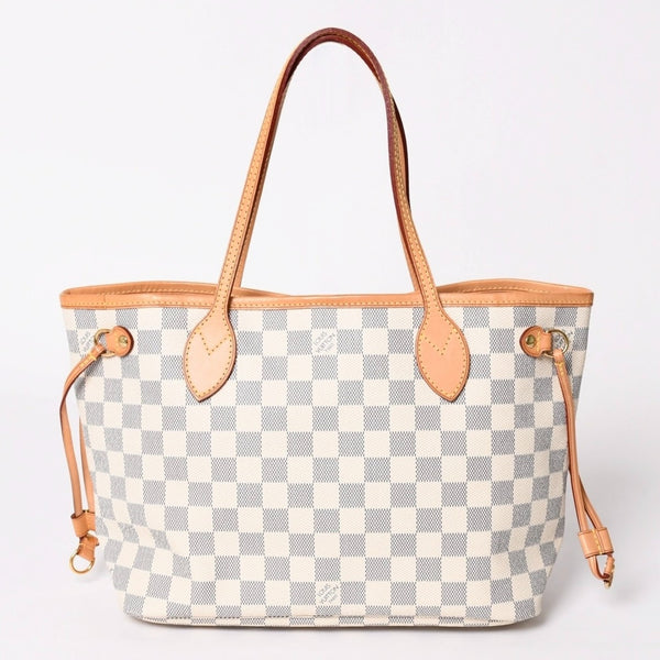 極美品 LOUIS VUITTON ルイヴィトン ハンドバッグ ネヴァーフルPM N51110 ダミエ アズール キャンバス ホワイト 中古 4a002873
