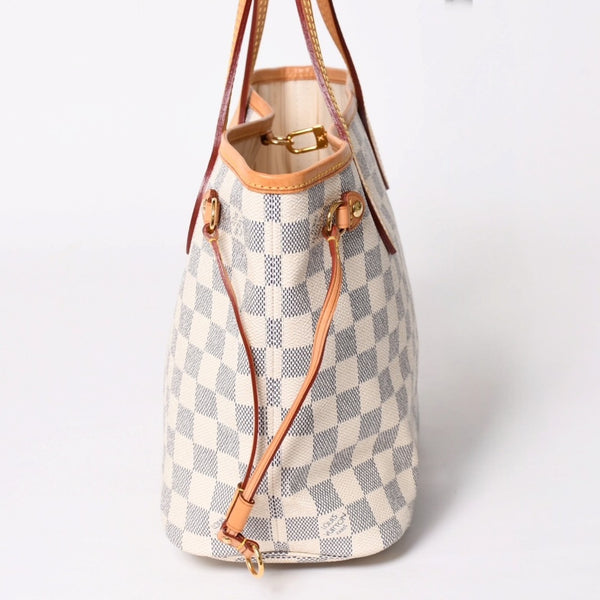 極美品 LOUIS VUITTON ルイヴィトン ハンドバッグ ネヴァーフルPM N51110 ダミエ アズール キャンバス ホワイト 中古 4a002873
