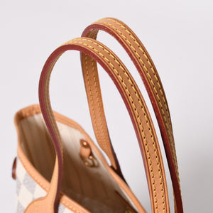 極美品 LOUIS VUITTON ルイヴィトン ハンドバッグ ネヴァーフルPM N51110 ダミエ アズール キャンバス ホワイト 中古 4a002873