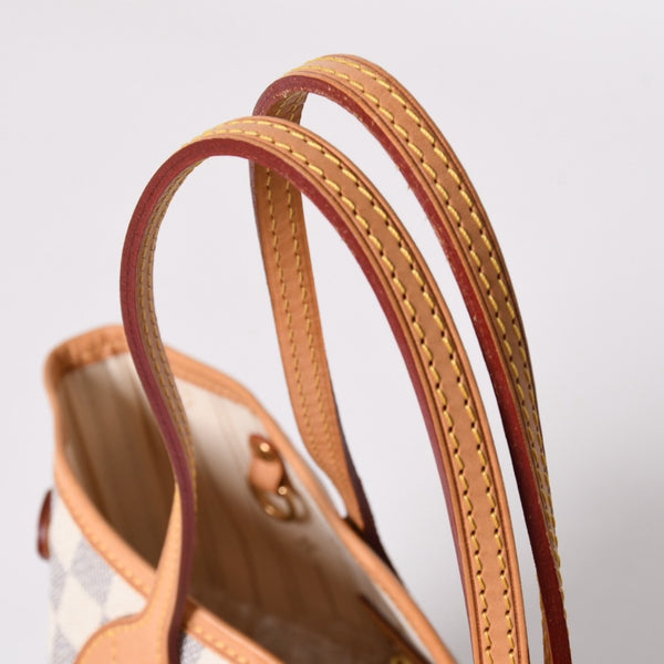 極美品 LOUIS VUITTON ルイヴィトン ハンドバッグ ネヴァーフルPM N51110 ダミエ アズール キャンバス ホワイト 中古 4a002873