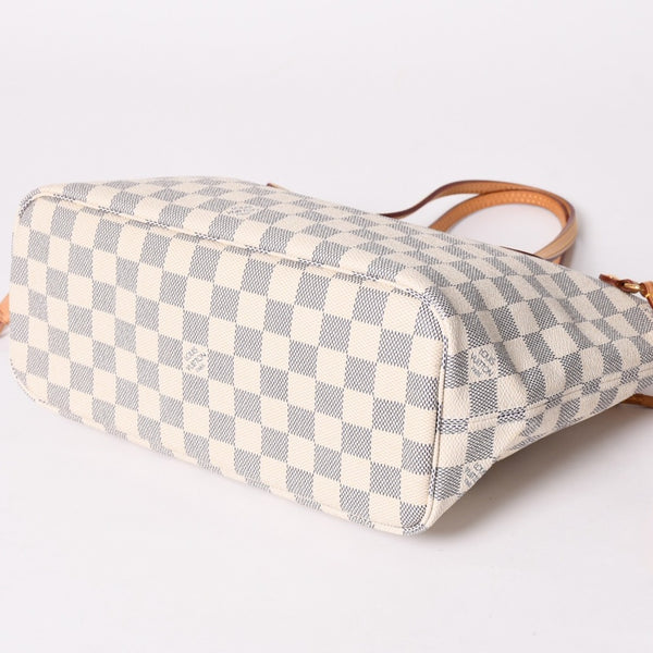 極美品 LOUIS VUITTON ルイヴィトン ハンドバッグ ネヴァーフルPM N51110 ダミエ アズール キャンバス ホワイト 中古 4a002873
