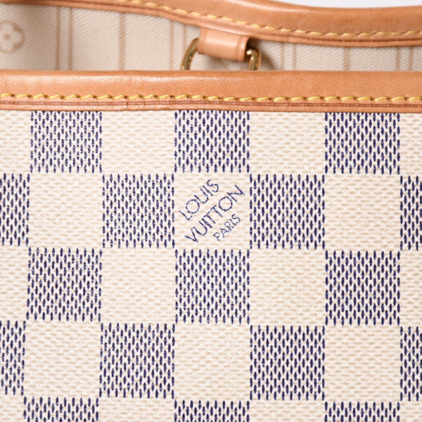 極美品 LOUIS VUITTON ルイヴィトン ハンドバッグ ネヴァーフルPM N51110 ダミエ アズール キャンバス ホワイト 中古 4a002873