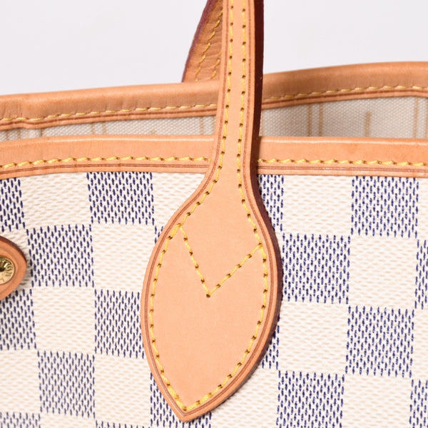 極美品 LOUIS VUITTON ルイヴィトン ハンドバッグ ネヴァーフルPM N51110 ダミエ アズール キャンバス ホワイト 中古 4a002873