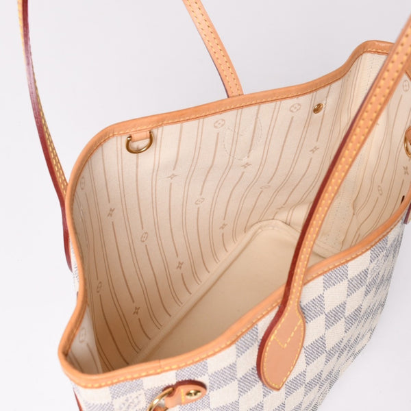 極美品 LOUIS VUITTON ルイヴィトン ハンドバッグ ネヴァーフルPM N51110 ダミエ アズール キャンバス ホワイト 中古 4a002873