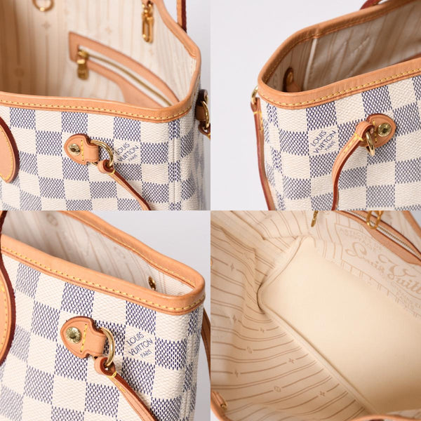 極美品 LOUIS VUITTON ルイヴィトン ハンドバッグ ネヴァーフルPM N51110 ダミエ アズール キャンバス ホワイト 中古 4a002873