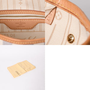 極美品 LOUIS VUITTON ルイヴィトン ハンドバッグ ネヴァーフルPM N51110 ダミエ アズール キャンバス ホワイト 中古 4a002873