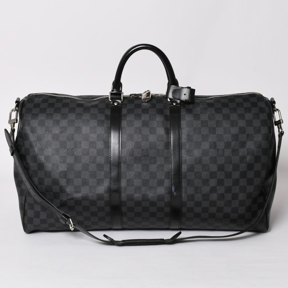 極美品 ルイヴィトン LOUIS VUITTON キーポル バンドリエール 55 ボストンバッグ ダミエ グラフィット ブラック N41413 中古 4a002874