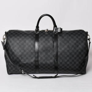 極美品 ルイヴィトン LOUIS VUITTON キーポル バンドリエール 55 ボストンバッグ ダミエ グラフィット ブラック N41413 中古 4a002874