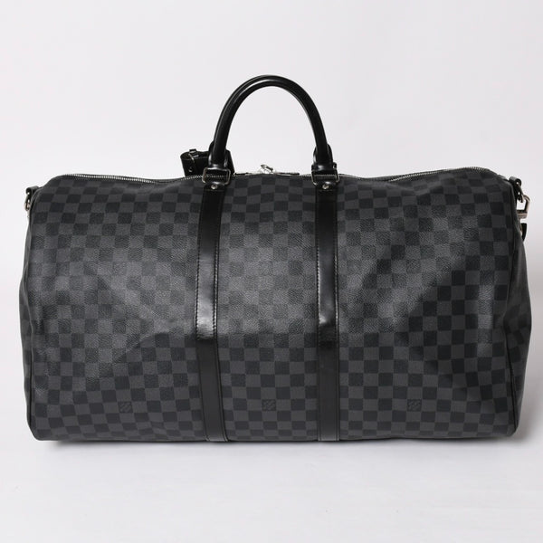 極美品 ルイヴィトン LOUIS VUITTON キーポル バンドリエール 55 ボストンバッグ ダミエ グラフィット ブラック N41413 中古 4a002874