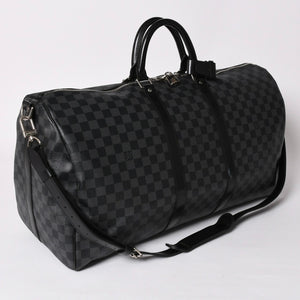 極美品 ルイヴィトン LOUIS VUITTON キーポル バンドリエール 55 ボストンバッグ ダミエ グラフィット ブラック N41413 中古 4a002874